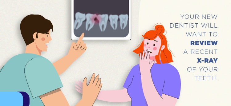 Dentist reviewing x-rays with a patient