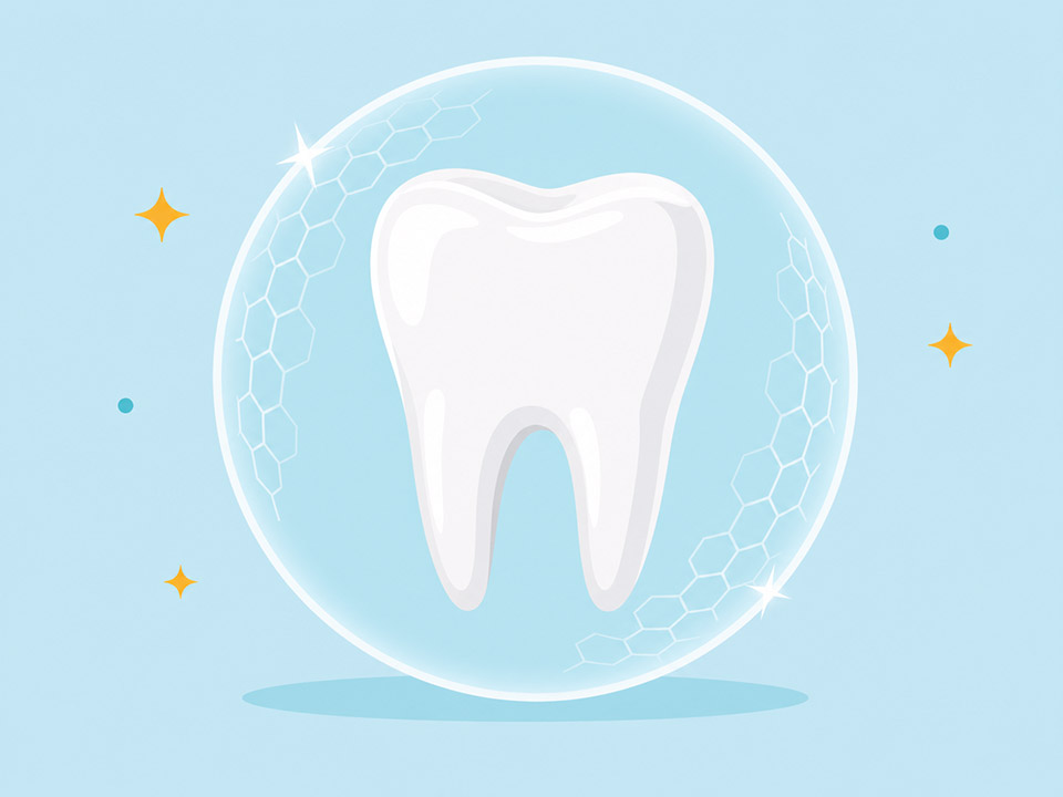 Tooth in glistening sphere