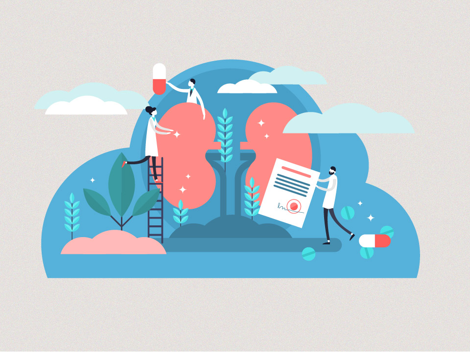 Medical workers working on lungs
