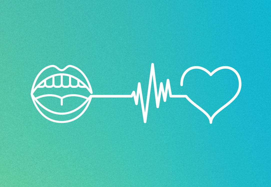 Mouth connecting to a heart shape