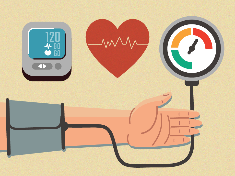 Blood pressure being measured on arm