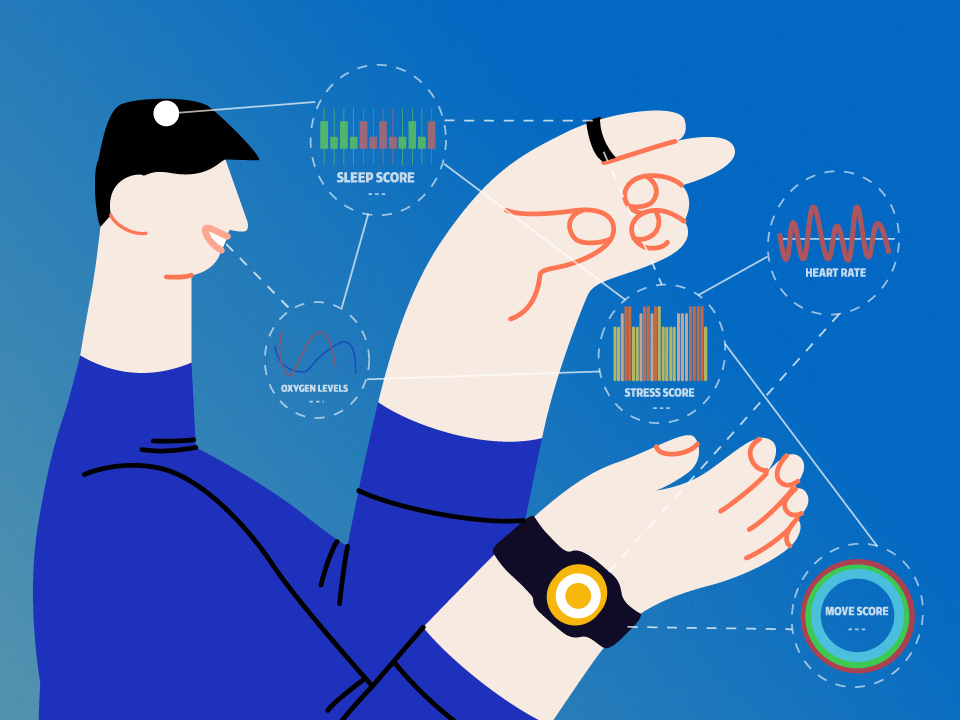 man with various graphs around him